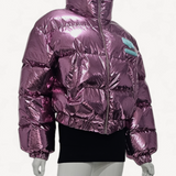 Jaqueta Puffer Chiara Ferragni Cropped Metalizado Rosa