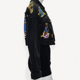 Jaqueta Versace Jeans Couture Cropped Preto com Estampa Barroca