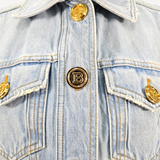 Colete Balmain Jeans com Logo Monograma nos Botões Dourado